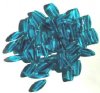 50 16x6mm Transparent Dark Aqua Narrow Flat Oval Beads
